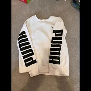 Puma Women's White Sweatshirt with Bold Logo